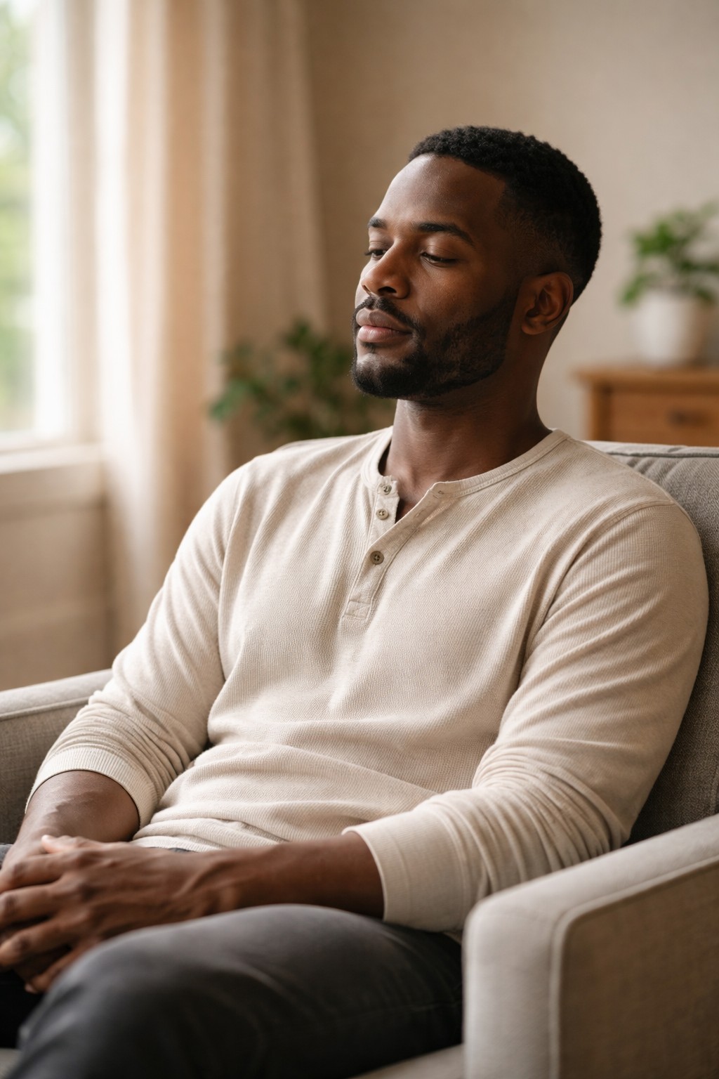 Man sitting in peace